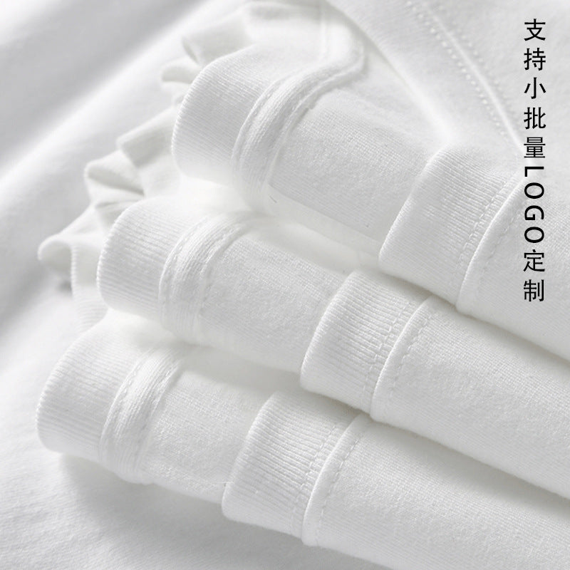 2026 Summer 220g Pullover Round Neck Pure Cotton Short-Sleeved T-Shirt for Men and Women, Loose Casual Thick Versatile Top